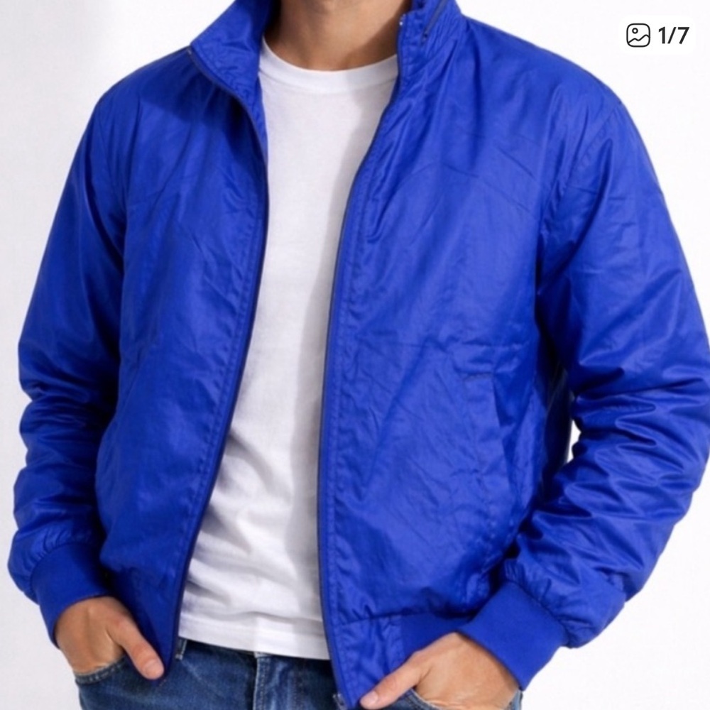 Vintage IZOD Windbreaker Jacket Mens M Royal Blue Nylon Zip 80s 90s Retro